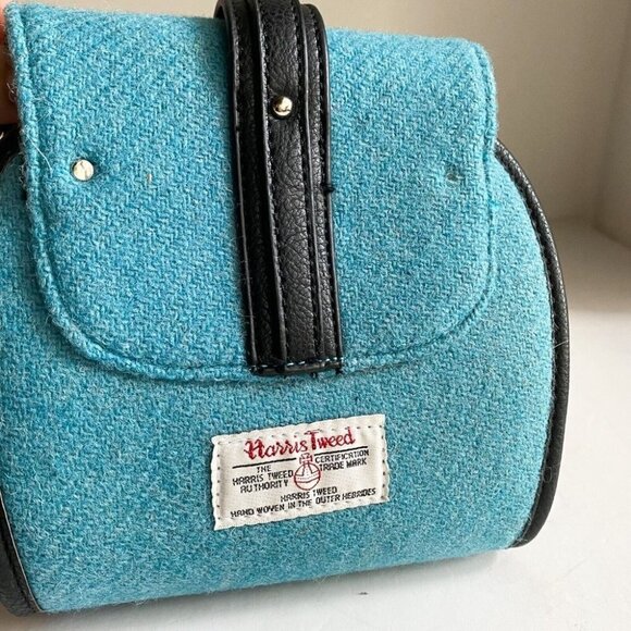 Glen Appin Harrirs Tweed Blue Wool  Small Square Crossbody Bag - Picture 4 of 9